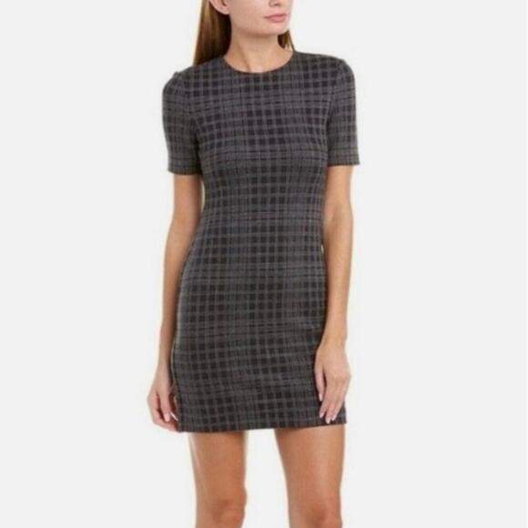 Theory Rijik Configure Black & White Plaid Crewneck Stretch Sheath Dress size 6 - Picture 12 of 12